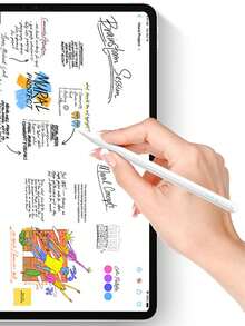 Stylus Pen Compatible With 11-Inch (A16) 2025 Model, Tablet Accessory Compatible With IPad 10 2022 (10.9-Inch) And 2018 To 2026 Models, Supports USB-C Charging, Anti-Mistouch Technology And Tilt Pressure Sensitivity, 7/8/9 10.2-Inch Air4/5/6/7/8, 90mAh Battery, With LED Battery Indicator, Includes 2 Replacement Tips, No Pairing Required, White - White - View 4