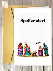 1pc Fun "Spoiler Alert" Nativity Scene Greeting Card - Humorous Christmas Card With A Witty Twist, Perfect For Birthdays, Valentine's Day, And Congratulations - Adds A Playful Touch To Any Celebration, Suitable - One Size Fits All - View 5
