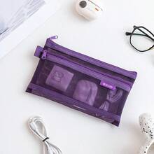 6 Pack-Minimalist Transparent Mesh Storage Bag, Mesh Cosmetic Bag, Portable Coin Purse, Stationery Pencil Case, Portable Travel Cosmetic Bag With Zipper, Suitable For Home And Office Storage, Portable Coin Purse When Going Out - A - View 5