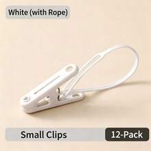 12pcs Tether‑Plastic Laundry Clothespins, Windproof Hanging Clothes Pegs With Rope, Multi‑Purpose Non‑Slip Clips For Towels, Socks, Underwear Outdoor Drying - Multicolor - View 13