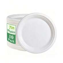 50/100pcs White Paper Plates, Suitable For Birthday Party Celebration, Durable Cake Tableware, 7-Inch White Round Party Plates, Suitable For Birthday, Cake, BBQ Tableware - Multicolor - View 13