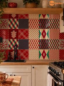 SUPSTICKER 4PCS/12PCS Christmas Snowflake PVC Tile Sticker, Thickened Crystal Self Adhesive Peel And Stick Backsplash For Kitchen Wall And Furniture - Christmas Style - View 6