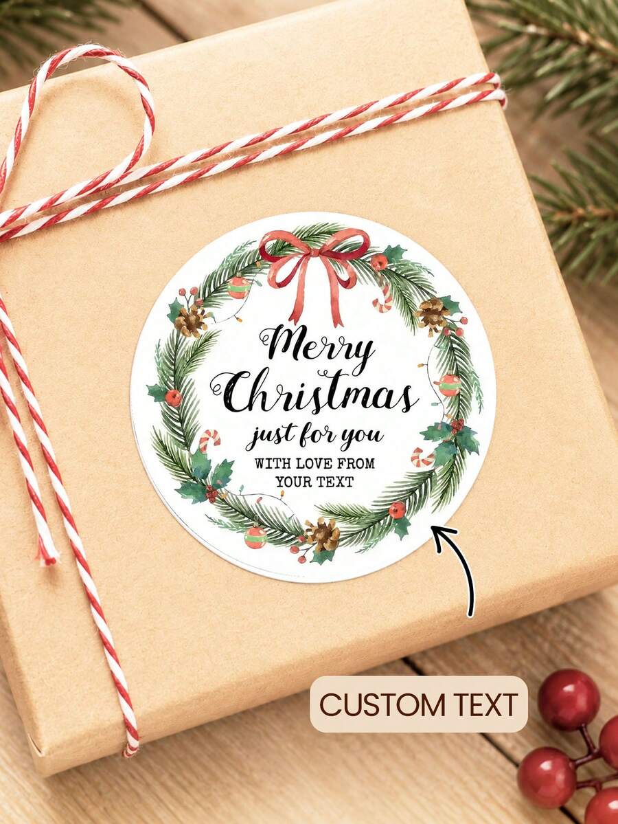 1/30/90/160pcs Customizable Christmas Theme Round Stickers, Multi-Color PVC Waterproof & Oil-Proof, Diverse Christmas Classic Element Combination Design, Suitable For Gift Box Decoration, Item Classification Labeling, Storage Box Identification, Wine Bottle Decoration And More, Perfect For Friends, Colleagues, Family, Christmas, Parties, Birthday Parties - Multicolor - View 1