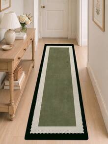 1pc Neutral Sage Green Long Runner Rug, Suitable For Bathroom, Kitchen, Outdoor, Hallway, Bedroom, Living Room, Machine Washable Easy Clean Non-Slip Entryway Mat, Autumn Home Decor Carpet Accessory - Multicolor - View 6