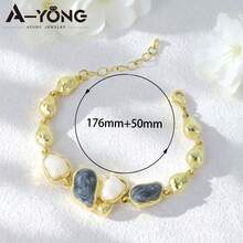 European & American Minimalist Enamel Bracelet, Baroque Gold Texture Blue Crystal Bracelet For Women, Suitable For Daily And Holiday Wear - Bracelet - View 16