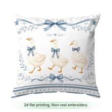 4pcs/1pc French Blue & White Goose Pattern Pillow Covers Without Inserts, Single-Sided Printed Cushion Cases, Suitable For Living Room Bedroom Home Decor, All Season Use - Multicolor - View 13