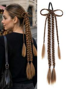 18inch Bow-Tie Braided Ponytail Elastic Hair Tie - A Cute And Elegant Hair Accessory Suitable For Ladies' Music Festivals, Parties, And Everyday Looks - Multicolor - View 8