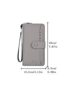 SHABILI 時尚男士長款拉鍊手拿包,韓系風格,多卡槽設計,商務休閒青年手提包 - 灰色 - 查看 4