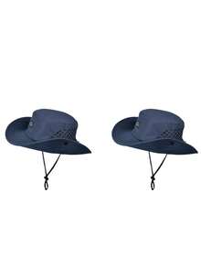 JOYLORD Topi Bucket Pria untuk Memancing Outdoor Warna Polos Cepat Kering dan Bernapas dengan Perlindungan Matahari Gaya Koboi Barat Topi Matahari Dua Fungsi - A - View 17