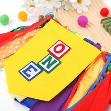 Colorful ONE 1st Birthday Fabric Banner, Building Block Theme Ribbon Tassel High Chair Banner, First Birthday Party Decorations Photo Prop - Style 1 - View 5