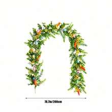 Easter Garland Spring Vine With Easter Eggs, Bow, Carrots Decorations, Spring Assorted Branches Flower Decor, Easter Decorations For Home Kitchen Mantle Fireplace, Indoor Outdoor Holiday Party Decor - Green - View 8