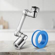 2pcs Universal Rotating Robotic Arm Faucet Extender, 1080° Rotating Sink Aerator With 9.5cm Extension Tube And Sealing Tape, Suitable For Bathroom Face Washing And Rinsing - Silver - View 5