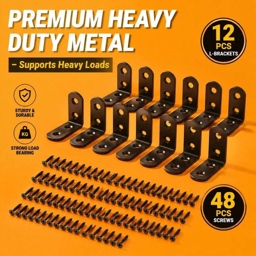 Matte Black L Brackets 2 Inch Metal Corner Brackets With Screws - Black - View 1