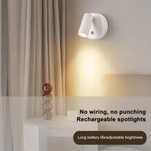 1pc/2pcs LED Wireless Rechargeable Wall Light, ABS Material, Touch Control Magnetic Spot Light, 360° Rotating Night Light, Suitable For Bedroom, Home Decor, Bedside Reading Light, Student Reading, Hallway Entrance, 3-Color Dimmable, Stepless Brightness Adjustment, USB Charging, Gift For Friends, Birthday Gift, LED Desk Lamp, Wedding, Party Decoration, Holiday Gift, Christmas Gift - Rechargeable Wall Light - View 5