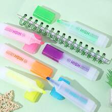 6pcs Visible Ink Fluorescent Marker Set, Chisel Tip Highlighter, Water-Based Non-Bleed Marker, School & Office Marking Stationery - Sets - View 3