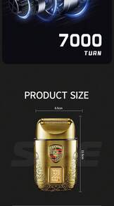Kemei KM-T93 Men's Electric Shaver Reciprocating Dual Blade Razor USB Rechargeable LED Digital Display Metal Body Beard Trimmer Suitable For Business Gift Gift For Men - Gold - View 10