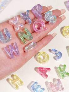 52pcs Acrylic 3D Transparent Colorful Large Hole Jelly Creative Letter Beads, Suitable For Handmade DIY Materials, Jewelry Making Materials, Keychains And Party Decorations, Cute Style, Ideal Accessory For Creative Handmade Crafts - Upgraded Version (UV Process) - View 7