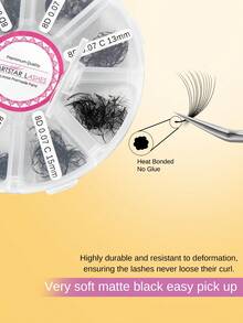 ARTSTAR 4D/5D/6D/8D/10D Curl C 800 Fans Loose Fan Mixed Length Pointy Base Premade Fans Sharp Thin Slim Medium Stem Volume Russian Eyelashes Extensions 8-15mix 0.05/0.07mm - C - View 2
