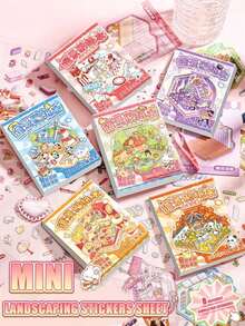 3pcs Mini Scene Stationery Stickers, Creative Sticker Book For Building Scenes, DIY Stickers For Books, Mini Sticker Book, Small Pattern Stickers, Laser Cut Stickers, Handmade Photo Album Supplies, Scrapbooking Material,Party Favors,Scrapbook Supplies - Multicolor - View 1