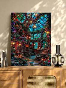 DIY Enchanted Floral Glass Conservatory (Frameless Or Framed 8x12 / 16x20 Inches) Paint By Numbers Kit (Acrylic) Arts & Crafts For Adult Beginners, Home Wall Decor, And Unique Holiday Gifts - Sets - View 3