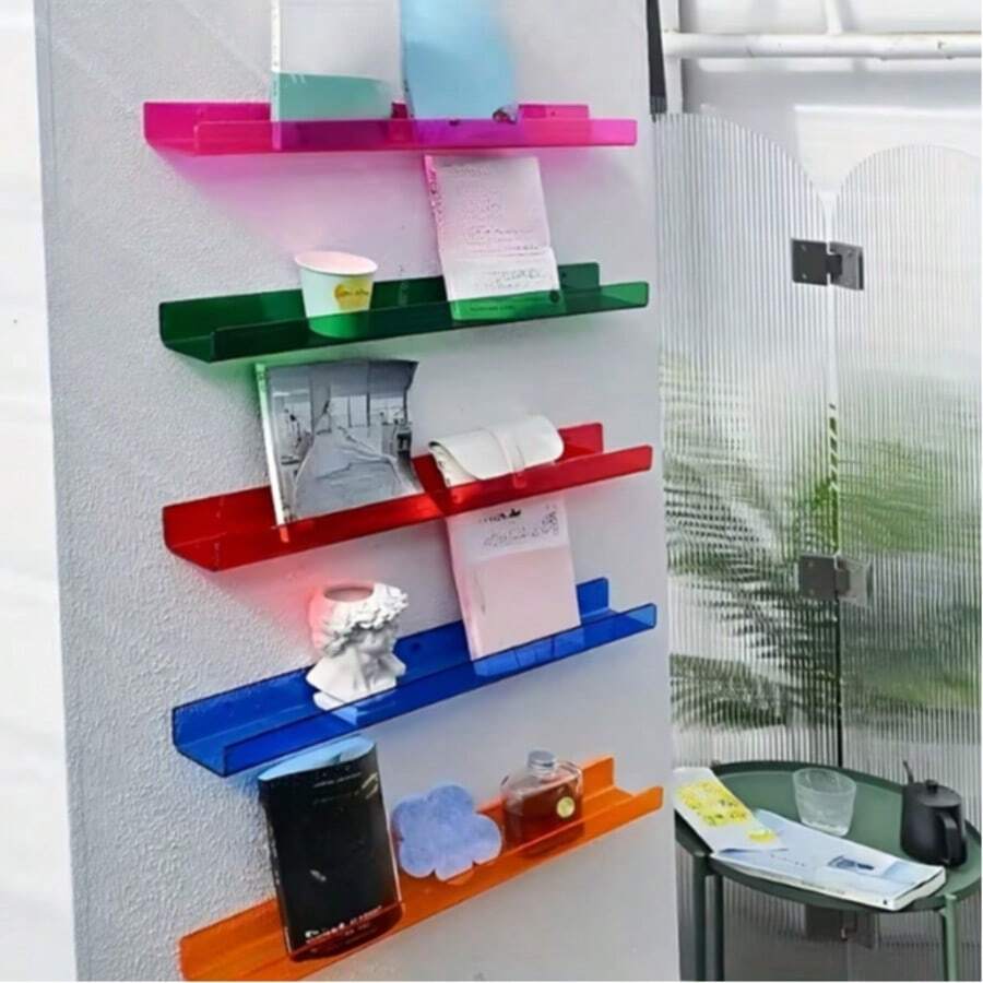 Rak Penyimpanan Akrilik, Rak Bertingkat Tanpa Pengeboran dengan Sistem Slot, Solusi Penyimpanan Gantung di Dinding, Dekorasi Ruangan yang Modis, Dekorasi Rumah, Perlengkapan Dapur, Dekorasi Kamar Mandi, Penataan Kamar Tidur, Rak Penyimpanan Multifungsi - A - View 1