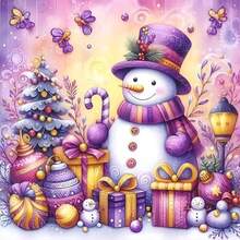 1PC | 5D DIY Diamond Painting | Christmas Snowman Pattern Diamond Painting Kit, Full Drill Mosaic Craft Set, High Definition Art Diamond Painting, Focus And Relax Through DIY, Suitable For Living Room, Bedroom, Office Wall Decor, Surprise Holiday Home Decor Gift For Family And Friends, Unframed - round diamond - View 1