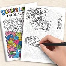 6 Books Doodle Line Art Coloring Books, Includes 3 Fine Tip Pens, Adult Leisure Doodle Art Books, Non-Bleeding Thick Paper Craft Supplies - Coloring Set - View 1