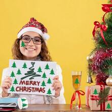 500pcs Christmas Tree Laser Stickers, Cartoon Christmas Party Gift Box Decoration Stickers, Label Stickers For Envelopes And Gift Bags - Multicolor - View 4