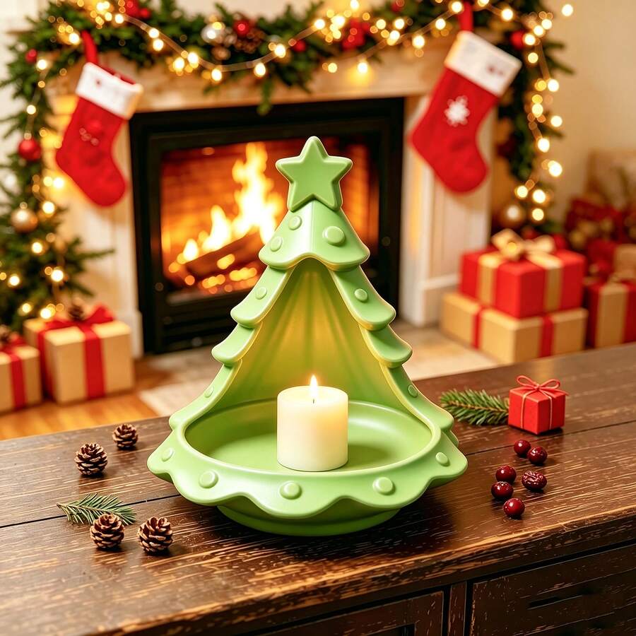 Satu Nampan Pohon Natal, Nampan Penyimpanan Berbentuk Pohon Natal, Organizer Meja Serbaguna, Tempat Lilin Kecil Dekoratif, Piring Pajangan Perhiasan Kecil, Cocok untuk Meja Rias, Meja Kerja, Hadiah Dekorasi Rumah Saat Liburan (Tidak untuk Makanan) - MultiWarna - View 1