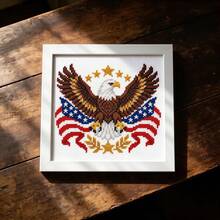 1 Set American Vintage 18 Mesh Fabric Embroidery Kit 15x15cm With Photo Frame Full Tool Set Bald Eagle Flag Pattern Handmade Cross Stitch Stress Relief DIY Wall Hanging - Multicolor - View 11