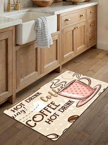 1pc Pink Coffee Cup Pattern Printed Kitchen Mat, Suitable For Home Kitchen, Dining Room, Living Room, Room Decoration - Baby Pink - View 13