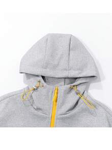 NBCT Women's Mountain Style Functional Casual Colorblock Zipper Drawstring Design Jacket, Daily Outdoor Camping Travel Versatile Hooded Coat - Heather Gray - View 4
