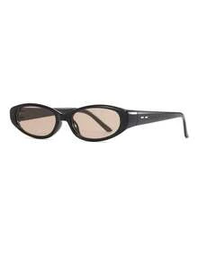 1 Pair Men's Black Oval Minimalist Solid Color Retro Street Style Fashion Glasses - Black - View 2