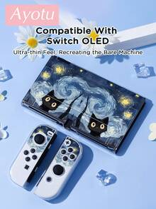 Ayotu Oil Painting Black Cat & Starry Sky Pattern Protective Case, Compatible With Switch, Compatible With New Switch 2 (2025)/Switch NS/Switch OLED, Can Be Installed On Dock Without Removing Protective Case, Universal Game Controller Protective Cover, Switch Game Accessories, Anti-Drop, Anti-Slip, Anti-Scratch, Fashionable And Beautiful, Suitable For Autumn/Christmas/Back To School/Winter And Other Occasions. - View 13