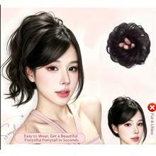1pc Natural Seamless High Ponytail Hair Extension Band Wrap Convenient Hair Styling - Multicolor - View 5