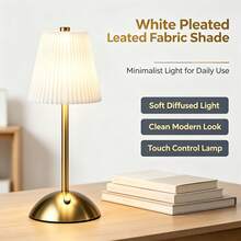 LED Wireless Pleated Touch Night Light, Metal Umbrella Bedside Lamp, 3 Color Temperatures & Stepless Dimming, Built-In 1200mAh Battery, Suitable For Living Room Decor, Office, Bedroom, Hotel, Perfect Christmas & Valentine's Day Gift - Fabric Table Lamp - View 5