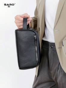 saroxi Tas Clutch Pria Kapasitas Besar, Tas Tangan, Tas Pergelangan Tangan, Tas Selempang, Tas Perjalanan Ringan Portabel, Cocok untuk Kerja, Perjalanan, Komuter, Sekolah Menengah, Gaya Sederhana PVC, Mode Kasual, Hitam, Hadiah untuk Suami, Hadiah untuk Pacar, Hadiah untuk Pria - Hitam - View 4