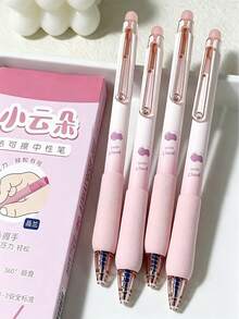 8/4/1pc Cloud Gradient Soft Rubber Grip Erasable Retractable Gel Pens, Blue & Pink Macaron Color, Black Ink, 0.5mm, Suitable For Elementary Students Homework And Error Correction, Back To School Stationery Small Gift, Classroom Reward Gift - Multicolor - View 7