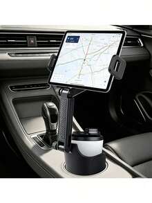 Car Cup Holder Phone & Tablet 2-In-1 Mount | Dual Device Navigation | Multi-Angle Adjustable, Horizontal & Vertical Screen Switching, Fits 4–12 Inches - A - View 8