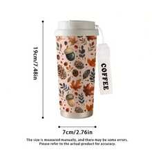 1pc/5pcs 500ml Thanksgiving Gift Insulated Stainless Steel Travel Coffee Mug, Beautiful Autumn Maple Leaf Acorn Pine Cone Full Print, Leak-Proof Portable Cup With COFFEE Lanyard, Thanksgiving Gift, Warm Gift For Her - Multi-color - Maple Leaf - View 7