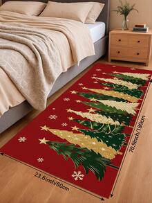 1/2pcs Christmas Floor Mat, Christmas Tree Pattern, Vintage Red Diatomaceous Earth Mat, Super Absorbent, Non-Slip, Perfect For Bathroom, Kitchen And Dining Room, Quick Drying, Ideal Home Decor And Bathroom Mat Gift, Christmas Holiday Gift! - Multicolor - View 16