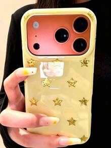 Y2K Cute Star Candy Color Aurora Jelly Soft Phone Case Compatible With IPhone 17 Pro Max, 17 Pro, 17, 16 Pro Max, 16 Pro, 16, 15 Pro Max, 15 Pro, 15, 14 Pro Max, 14 Pro, 14, 13 Pro Max, 13 Pro, 13, 12 Pro Max, 12 Pro, 11 And Other Models, Glossy Soft Shell Gift - Light Yellow - View 2