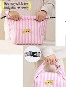 1pc Roll-Up Bento Bag Lunch Box Bag Insulated Bag Handbag Bento Bag Commuter School Office Portable Large Breakfast Lunch Bag Rice Bag - Multicolor - View 5