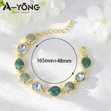 European & American Minimalist Enamel Bracelet, Baroque Gold Texture Blue Crystal Bracelet For Women, Suitable For Daily And Holiday Wear - Bracelet - View 17