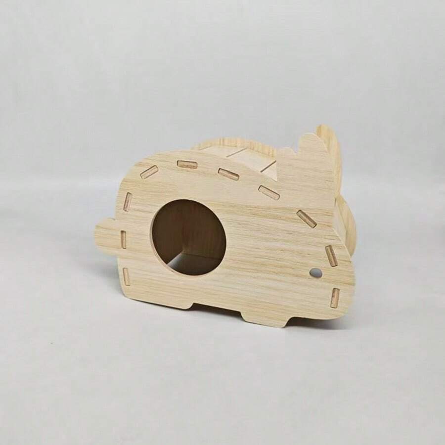 Cute Rabbit Shaped Wooden Hamster Hideout House, Small Pet Sleeping Nest Shelter, Hamster Cage Habitat Decoration Accessories For Hamster, Dwarf Hamster - one-size - View 1