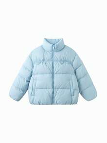 Balabala Girls Sweet Padded Coat Soft Warm Outerwear Loose Versatile Jacket For Tween Girl Winter Daily Outfit - Light Blue - View 4