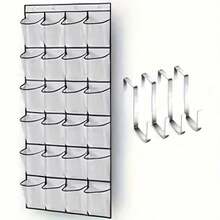 1pc Large Pocket Shoe Organizer, Can Be Hung On Door Or Closet, Premium Transparent Shoe Rack, Behind Door Shoe Rack And Metal Hook Storage (14 Slots/28 Slots/35 Slots) - View 4