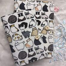 Personalized Cat Fabric Cover Creative Notebook, Fashionable Cartoon Cat Creative Pattern Notebook, Creative Notebook Collection, Available In A5 And A6 Sizes, Personalized Cartoon Cat Loose-Leaf Notebook, Student Creative Notebook - Cat Notebook - View 1