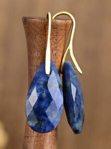 Yumfeel Fashionable Sodalite Natural Stone Teardrop Pendant Earrings, Bohemian Style Women's Jewelry, Christmas, Party, Valentine's Day Gift - Blue Lace - View 3