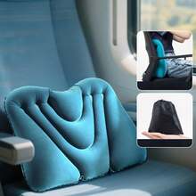 Manual Inflatable Lumbar Pillow, Portable Inflatable Waist Cushion, Lumbar Support Pad, Unisex Lightweight Back Support Air Cushion, Travel Pad, Essential Accessory For Long-Term Sitting In Train, Airplane, Office, Car, Camping And Travel - Grey - View 2